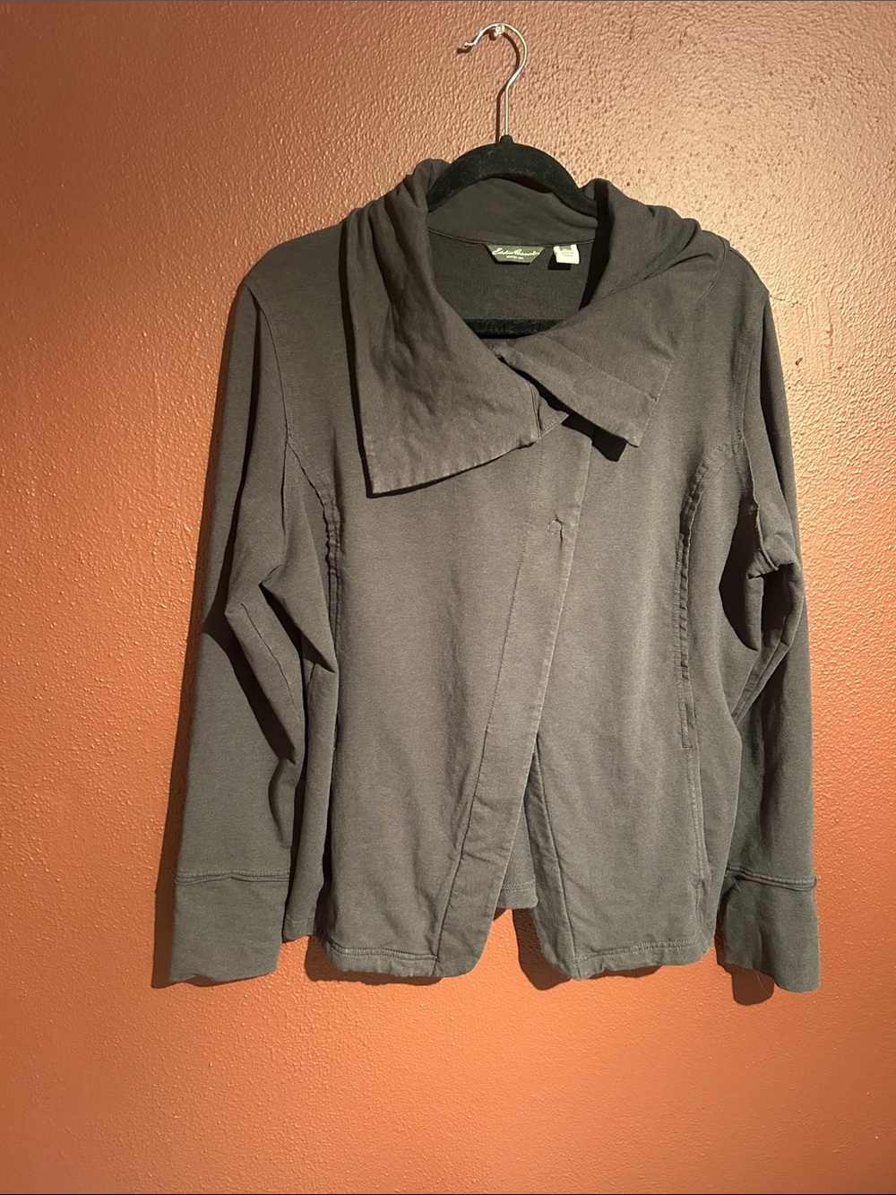 Eddie Bauer Gray Asymmetrical Hooded Utility Jacket